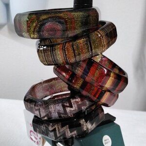 bangles Bracelet women set of 6 Beach Water Travel Vacation Acrylic Wide Chunky